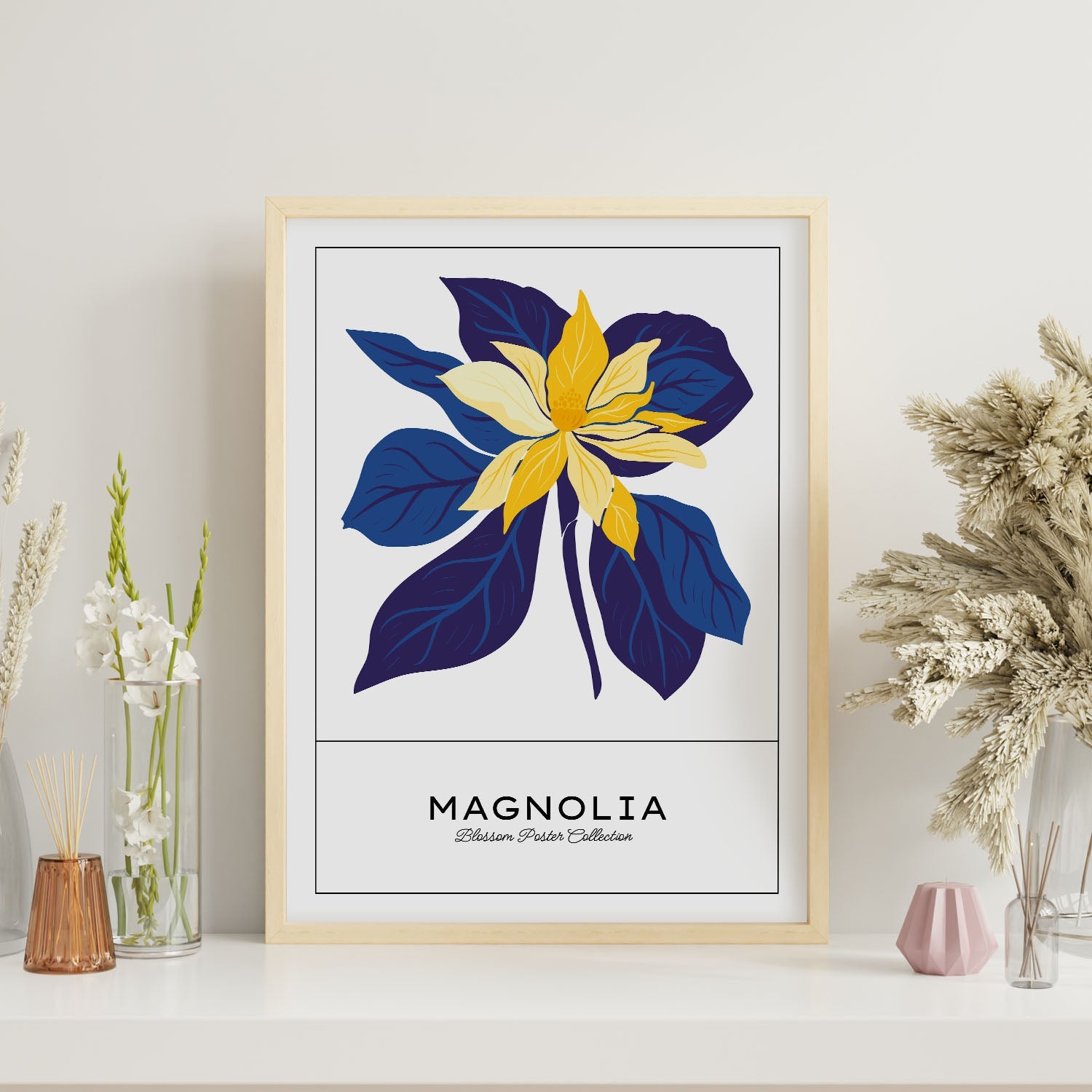 Magnolia Blue and Yellow-Artwork-Nacnic-Nacnic Estudio SL