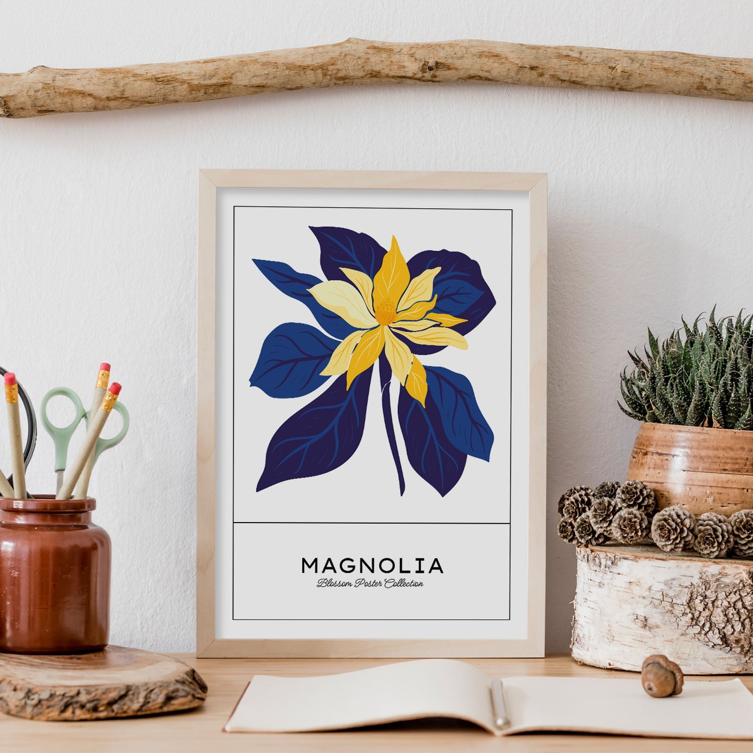 Magnolia Blue and Yellow-Artwork-Nacnic-Nacnic Estudio SL