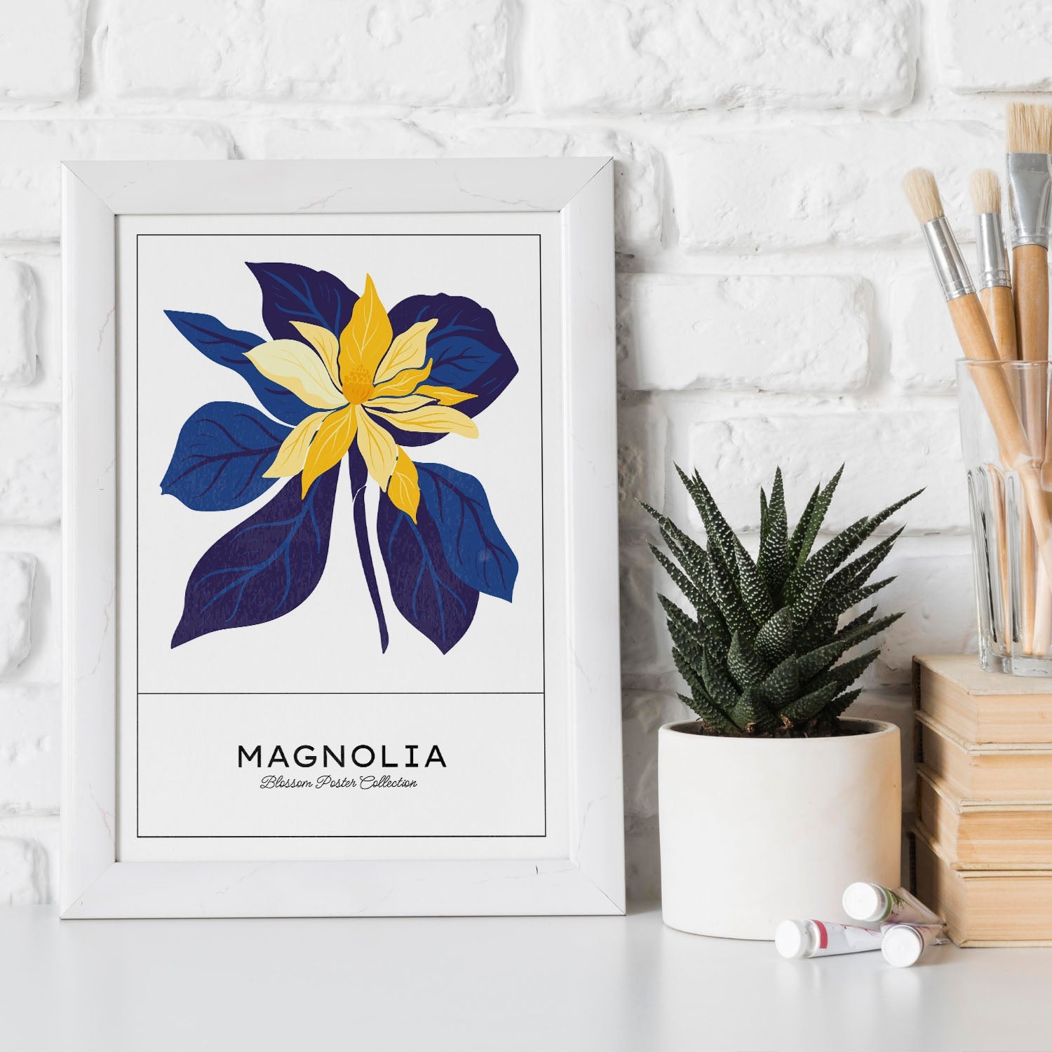 Magnolia Blue and Yellow-Artwork-Nacnic-Nacnic Estudio SL