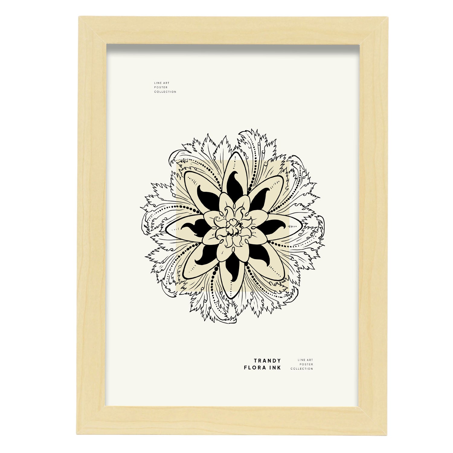 Mandala Flower-Artwork-Nacnic-A4-Marco Madera clara-Nacnic Estudio SL