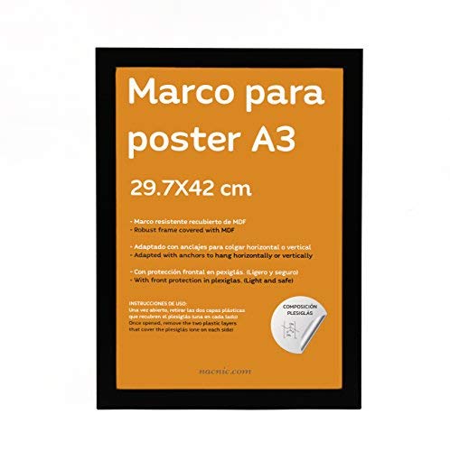 Marco Negro tamaño A3-29,7x42cm. Marco Negro para Fotos, Posters, Diplomas,-Nacnic-Nacnic Estudio SL