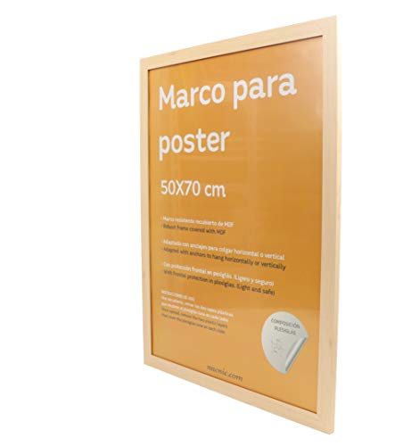 Marco tono madera de nogal para fotos, posters, láminas, diplomas. Tamaño 50x70cm.Robusto de MDF y frontal de plexiglas.Marco madera de nogal para colgar de alta calidad.-Nacnic-Nacnic Estudio SL