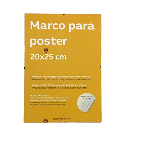 Marco Transparente de Clip Soporte Transparente para Fotos, Posters, Diplomas, Dibujos o láminas. Tamaño 20x25cm. Marco Clip Transparente con cristal y Anclajes para Colgar.-Nacnic-Nacnic Estudio SL