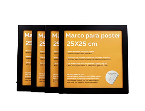 MARCOS CUADRADOS (NEGRO, 25x25 (4unid))-Nacnic-Nacnic Estudio SL