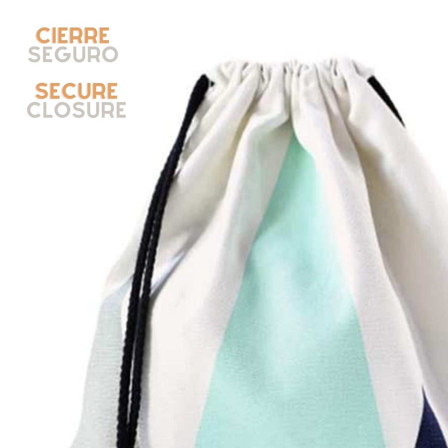 Mochila de asas con diseño (ambos lados). Hecha con tejido resistente de algodón. Bandolera con cuerdas. Modelo geometrico azul turquesa para gimnasio, libros, guarderia, viajes.-Nacnic-Nacnic Estudio SL-para cada dia