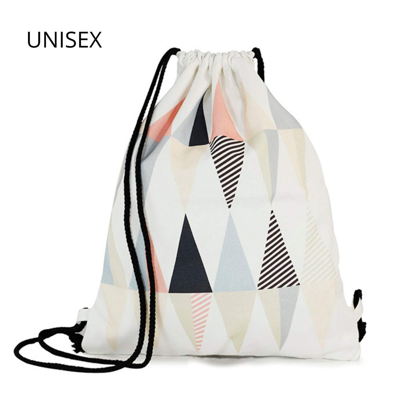 Mochila de asas con diseño (ambos lados). Hecha con tejido resistente de algodón. Bandolera con cuerdas. Modelo geometrico rojo tierra para gimnasio, libros, guarderia, viajes.-Nacnic-Nacnic Estudio SL