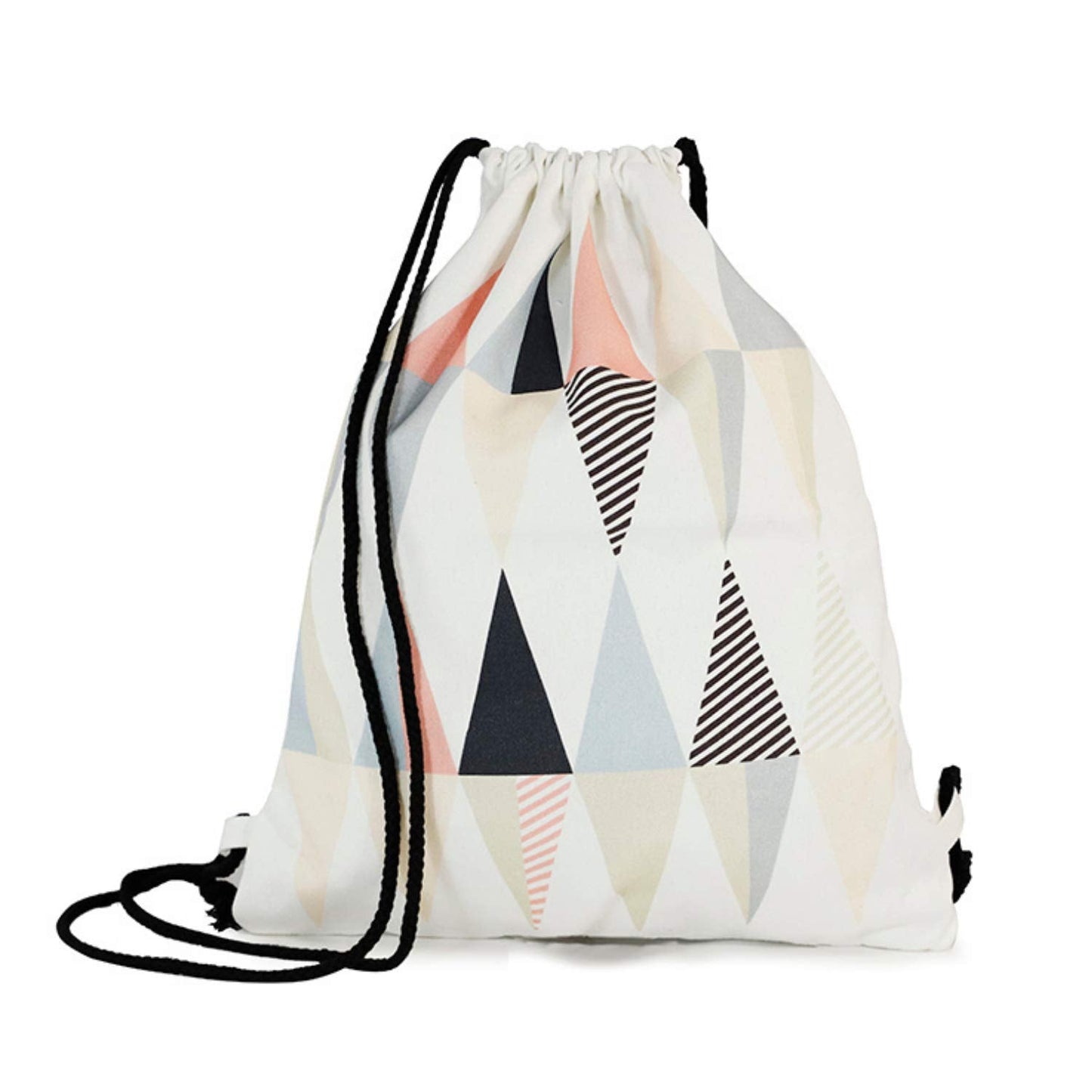 Mochila de asas con diseño (ambos lados). Hecha con tejido resistente de algodón. Bandolera con cuerdas. Modelo geometrico rojo tierra para gimnasio, libros, guarderia, viajes.-Nacnic-Nacnic Estudio SL