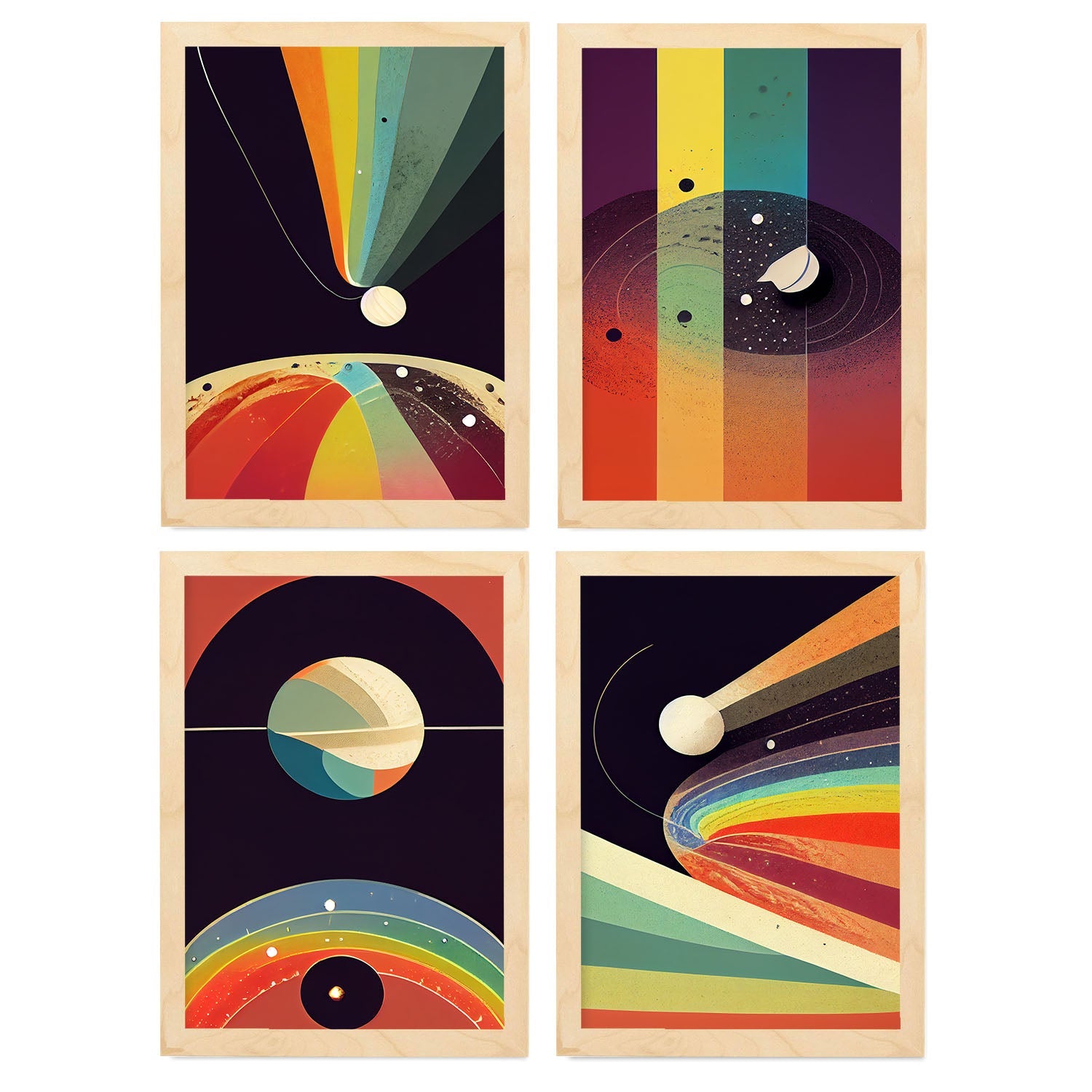 Modern Full Color Artistic Galaxy Illustrations for Interior Design and Decoration Size Set Collection 12-Artwork-Nacnic-A4-Marco Madera clara-Nacnic Estudio SL