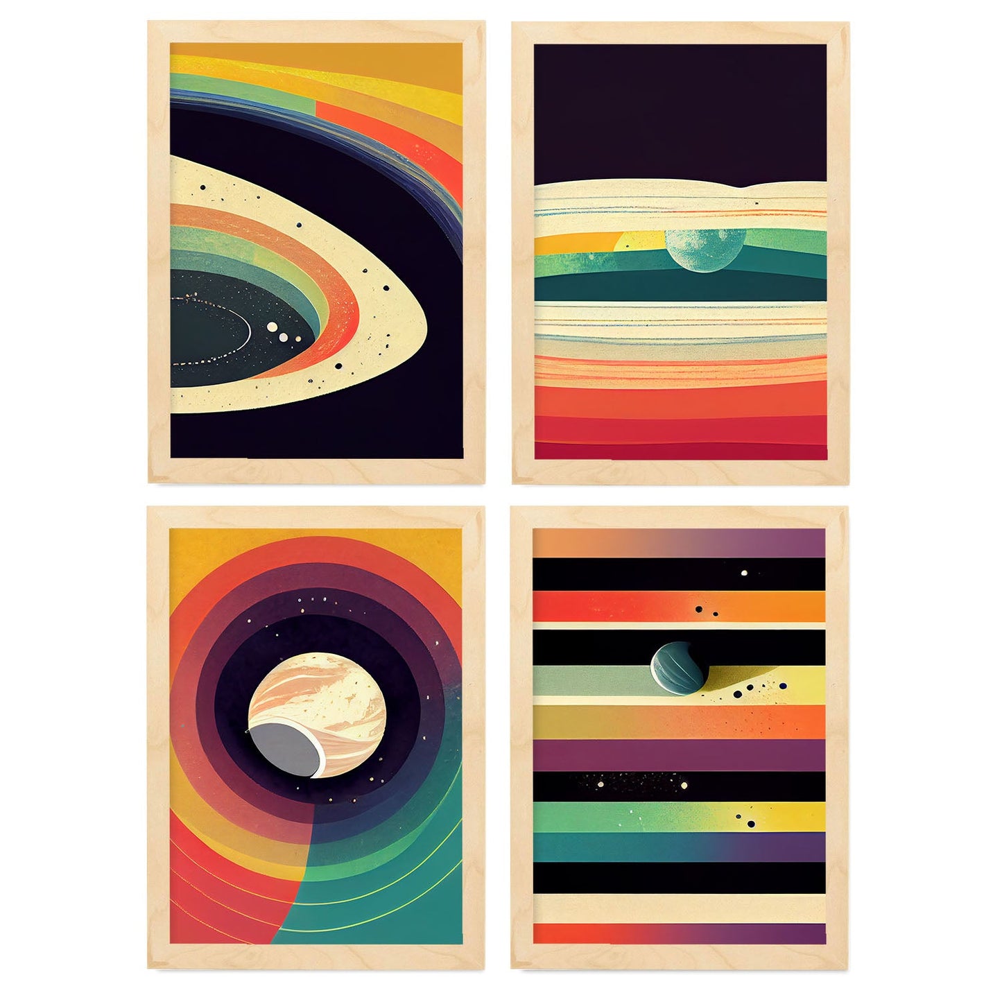 Modern Full Color Artistic Galaxy Illustrations for Interior Design and Decoration Size Set Collection 2-Artwork-Nacnic-A4-Marco Madera clara-Nacnic Estudio SL