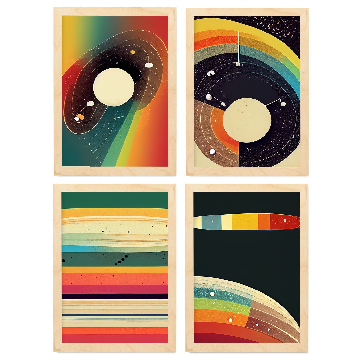 Modern Full Color Artistic Galaxy Illustrations for Interior Design and Decoration Size Set Collection 7-Artwork-Nacnic-A4-Marco Madera clara-Nacnic Estudio SL