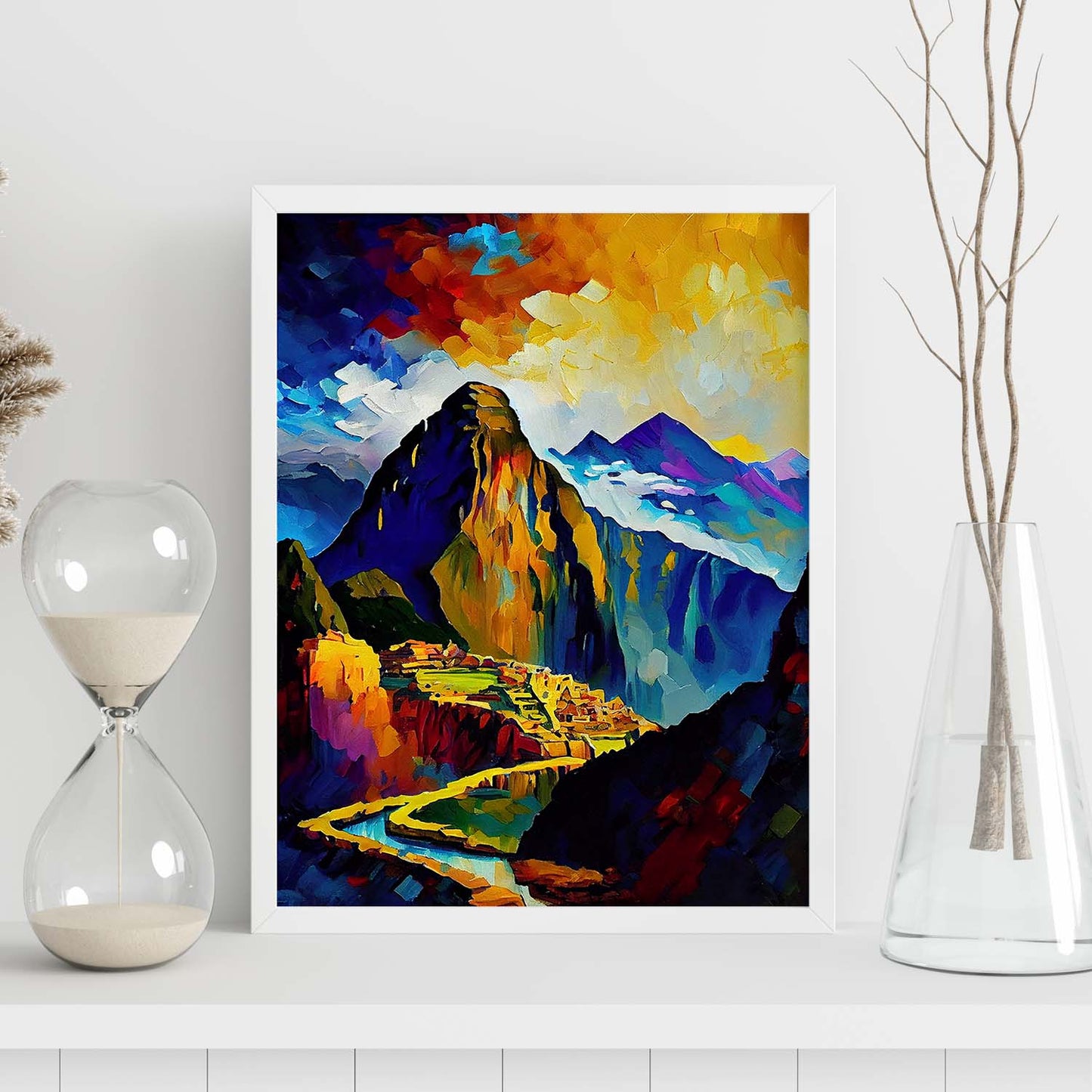 Montañas Nacnic Machu Picchu Antes Perú Pinción al óleo. Estampados de arte de pared estético para el diseño de dormitorio o sala de estar.-Artwork-Nacnic-Nacnic Estudio SL