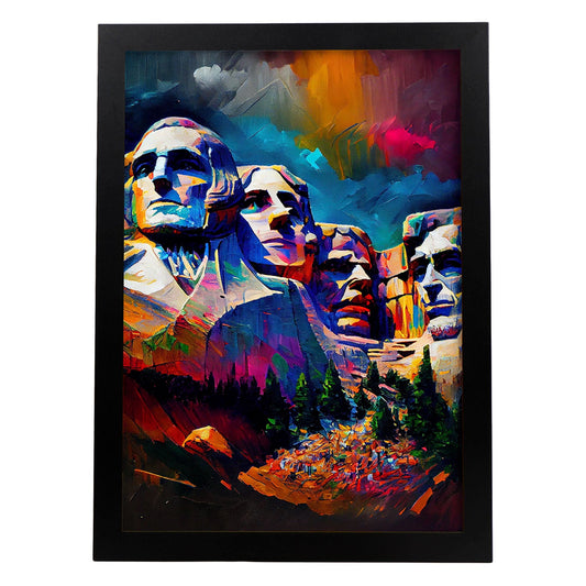 Monte Nacnic Rushmore Dakota del Sur de EE. UU. Cepillo de pintura al óleo s. Estampados de arte de pared estético para el diseño de dormitorio o sala de estar.-Artwork-Nacnic-A4-Sin marco-Nacnic Estudio SL