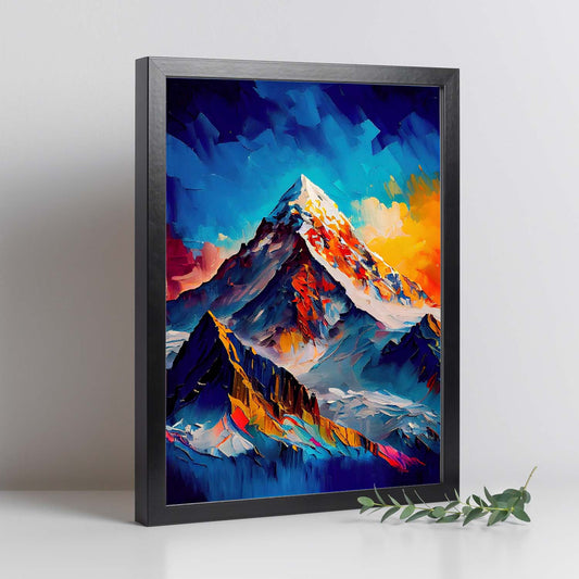 Monte nacnico Everest China Pintura al óleo de pincel de pincel de pincel. Estampados de arte de pared estético para el diseño de dormitorio o sala de estar.-Artwork-Nacnic-Nacnic Estudio SL
