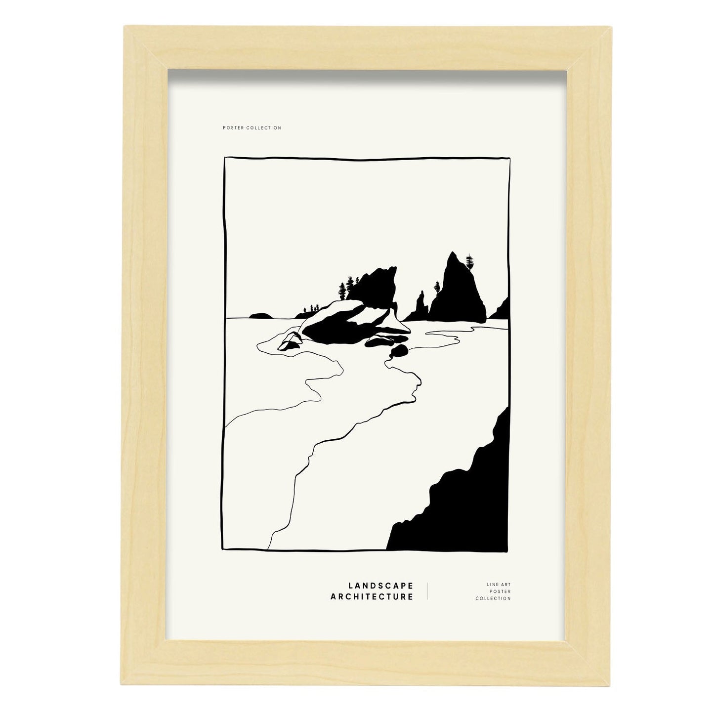 Mountain ocean-Artwork-Nacnic-A4-Marco Madera clara-Nacnic Estudio SL