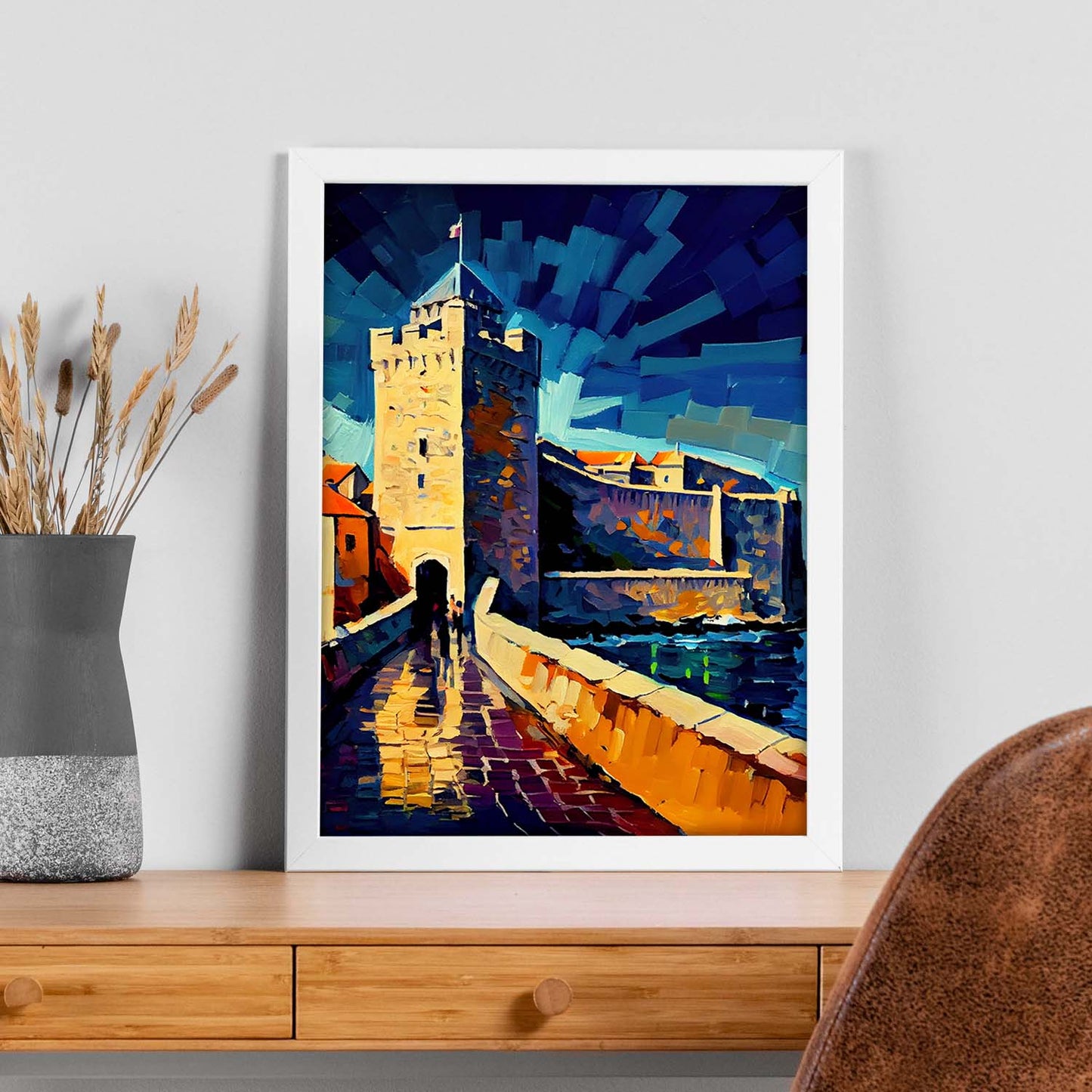 Muros de la ciudad de Dubrovnik Nacnic Dubrovnik Croacia Pintura al óleo. Estampados de arte de pared estético para el diseño de dormitorio o sala de estar.-Artwork-Nacnic-Nacnic Estudio SL