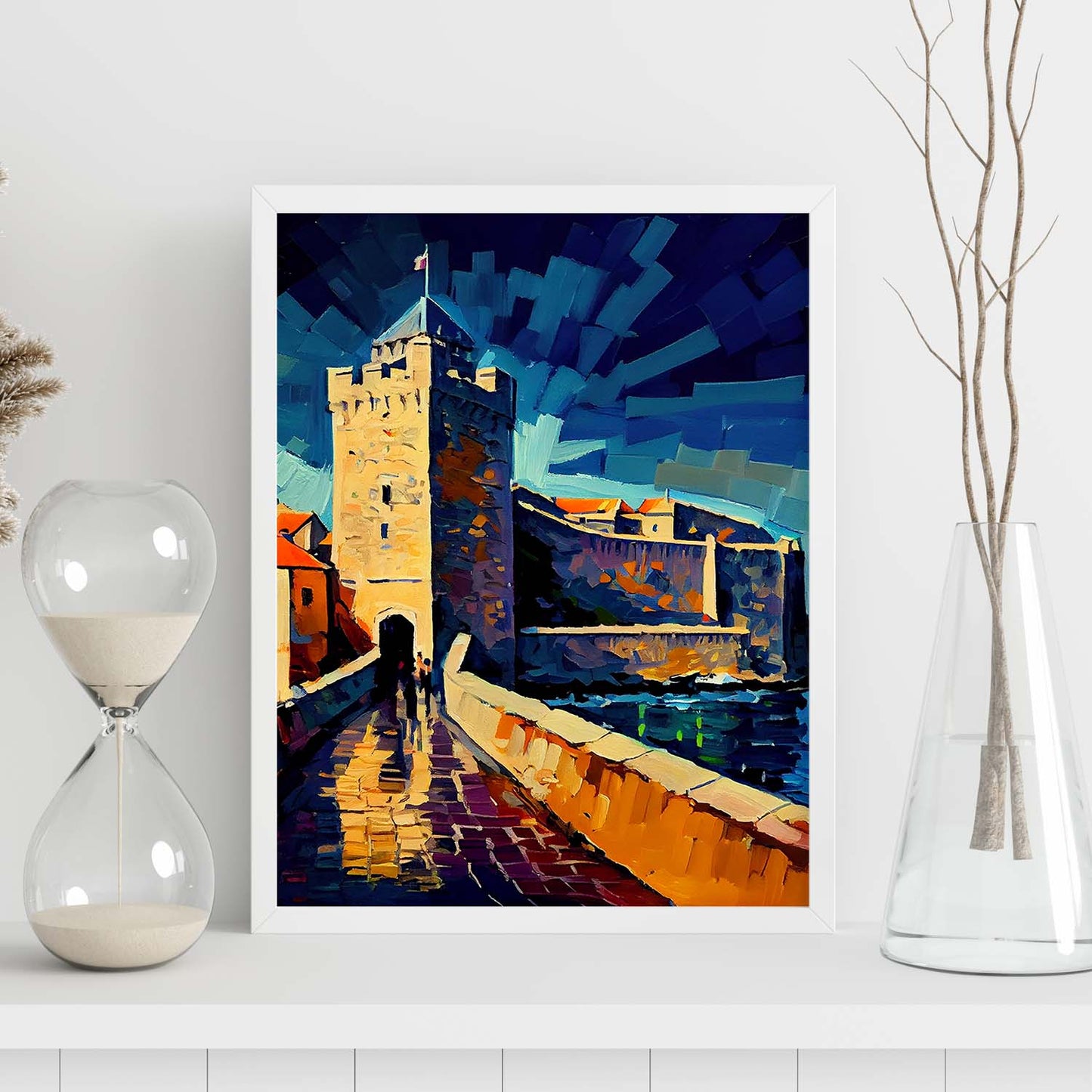 Muros de la ciudad de Dubrovnik Nacnic Dubrovnik Croacia Pintura al óleo. Estampados de arte de pared estético para el diseño de dormitorio o sala de estar.-Artwork-Nacnic-Nacnic Estudio SL