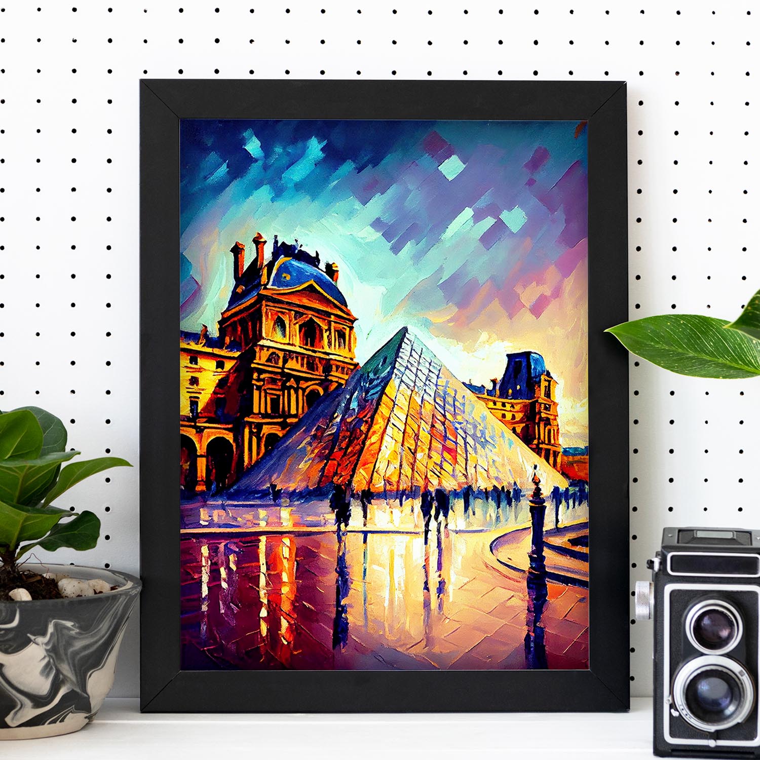 Museo de Louvre Nacnic Paris Francia Pintura al óleo de pincel. Estampados de arte de pared estético para el diseño de dormitorio o sala de estar.-Artwork-Nacnic-Nacnic Estudio SL