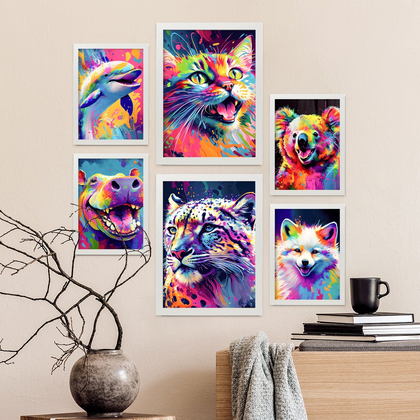 Conjunto Abstracto de Animales Nacnic_3, Láminas para Dormitorio