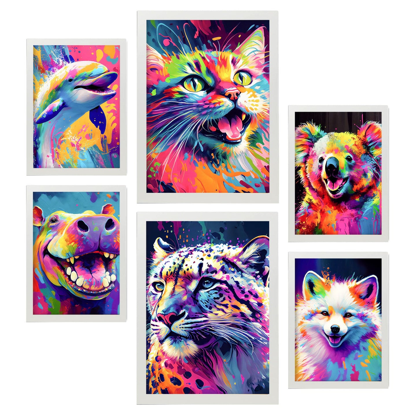 Conjunto Abstracto de Animales Nacnic_3, Láminas para Dormitorio