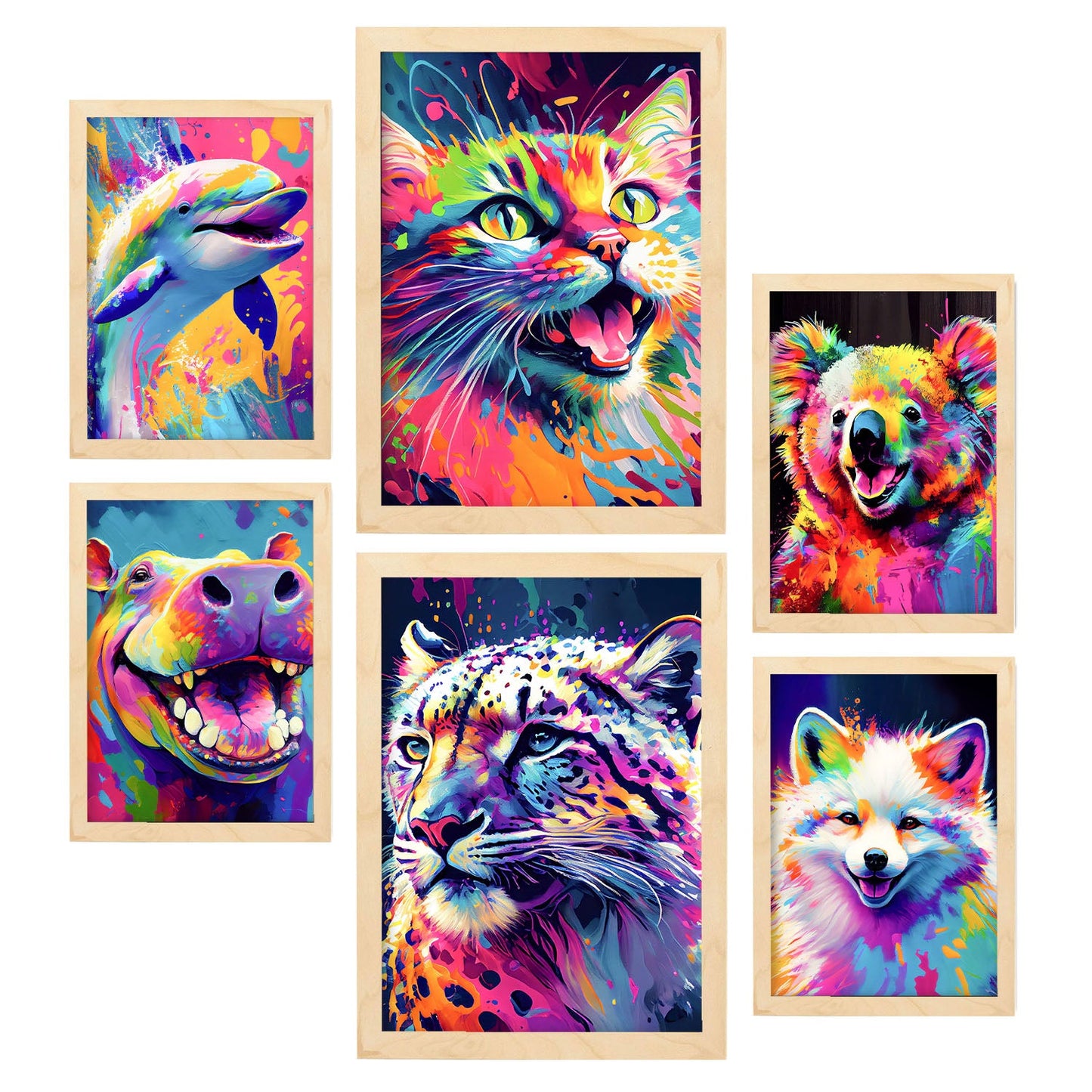 Conjunto Abstracto de Animales Nacnic_3, Láminas para Dormitorio