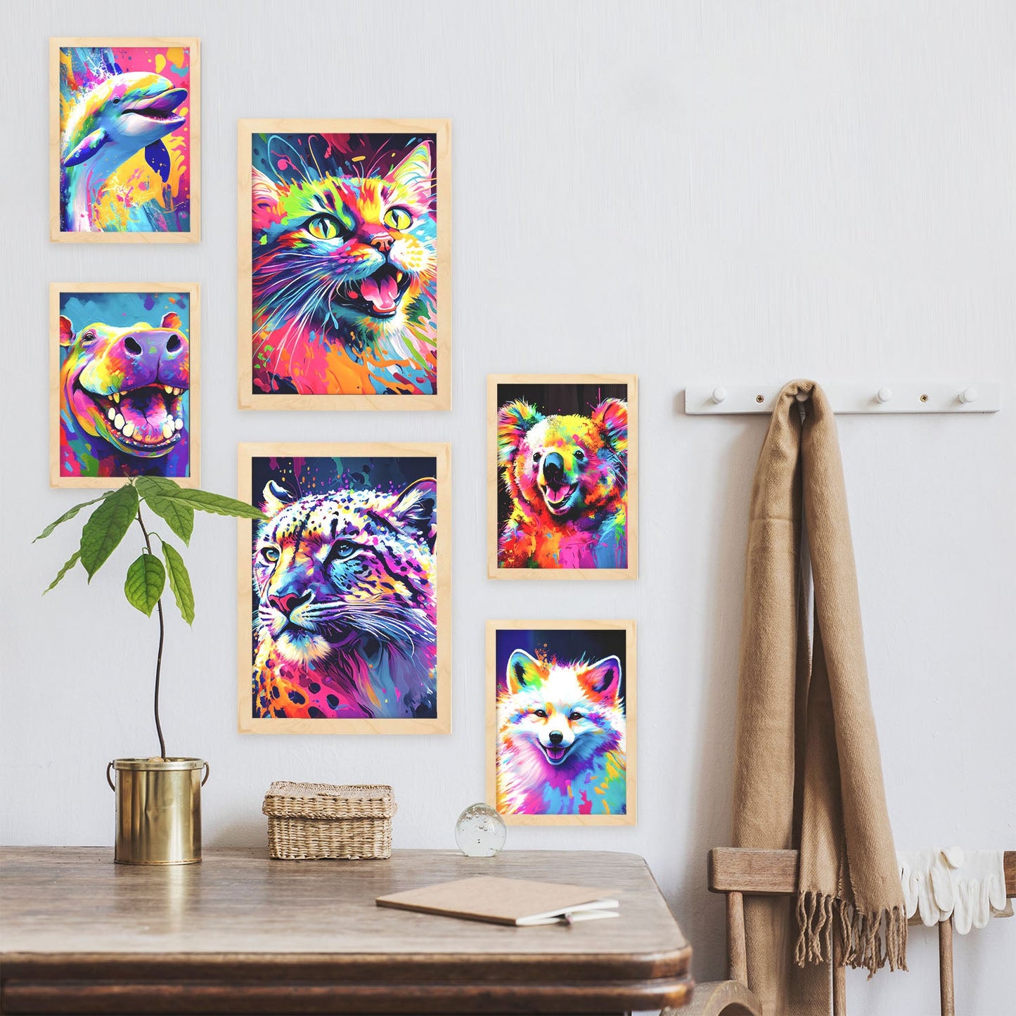 Conjunto Abstracto de Animales Nacnic_3, Láminas para Dormitorio