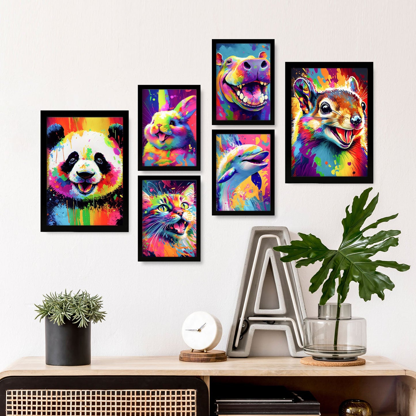 Set Abstracto de Animales Nacnic - Láminas para Dormitorio