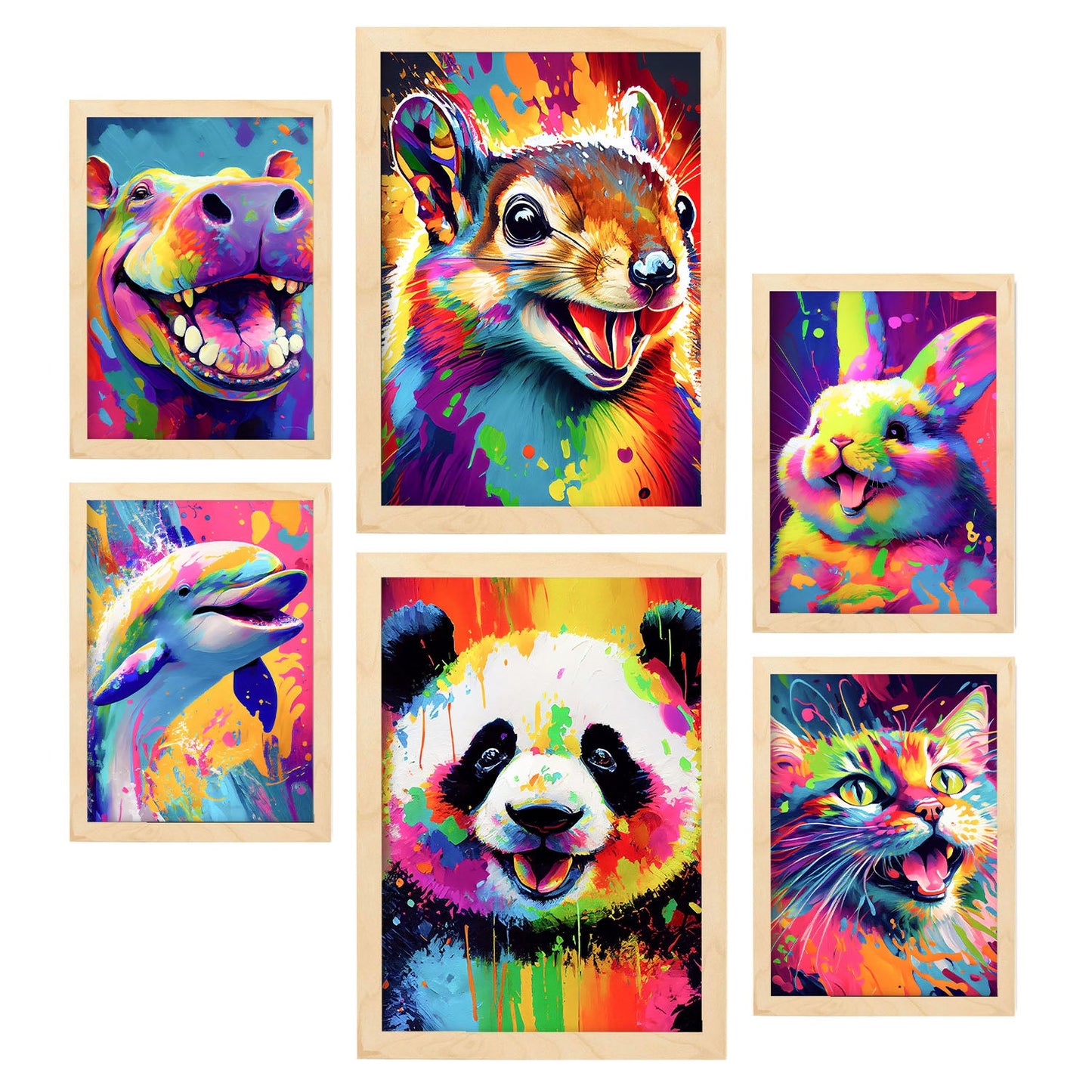 Set Abstracto de Animales Nacnic - Láminas para Dormitorio