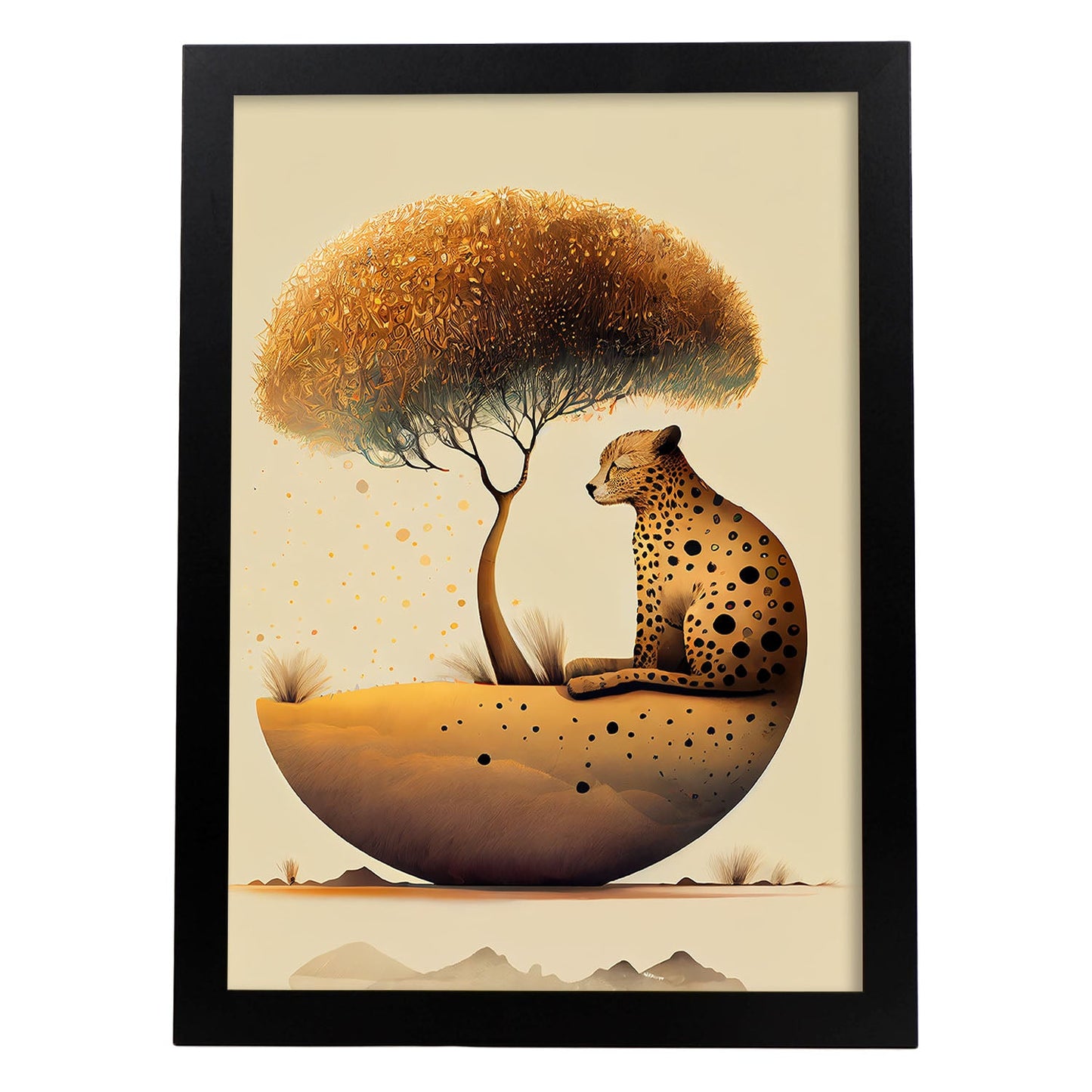 Nacnic Abstract Sleeping Fluffy Cheetah Precisionism Style. Estampados de arte de pared estético para el diseño de dormitorio o sala de estar.-Artwork-Nacnic-A4-Sin marco-Nacnic Estudio SL