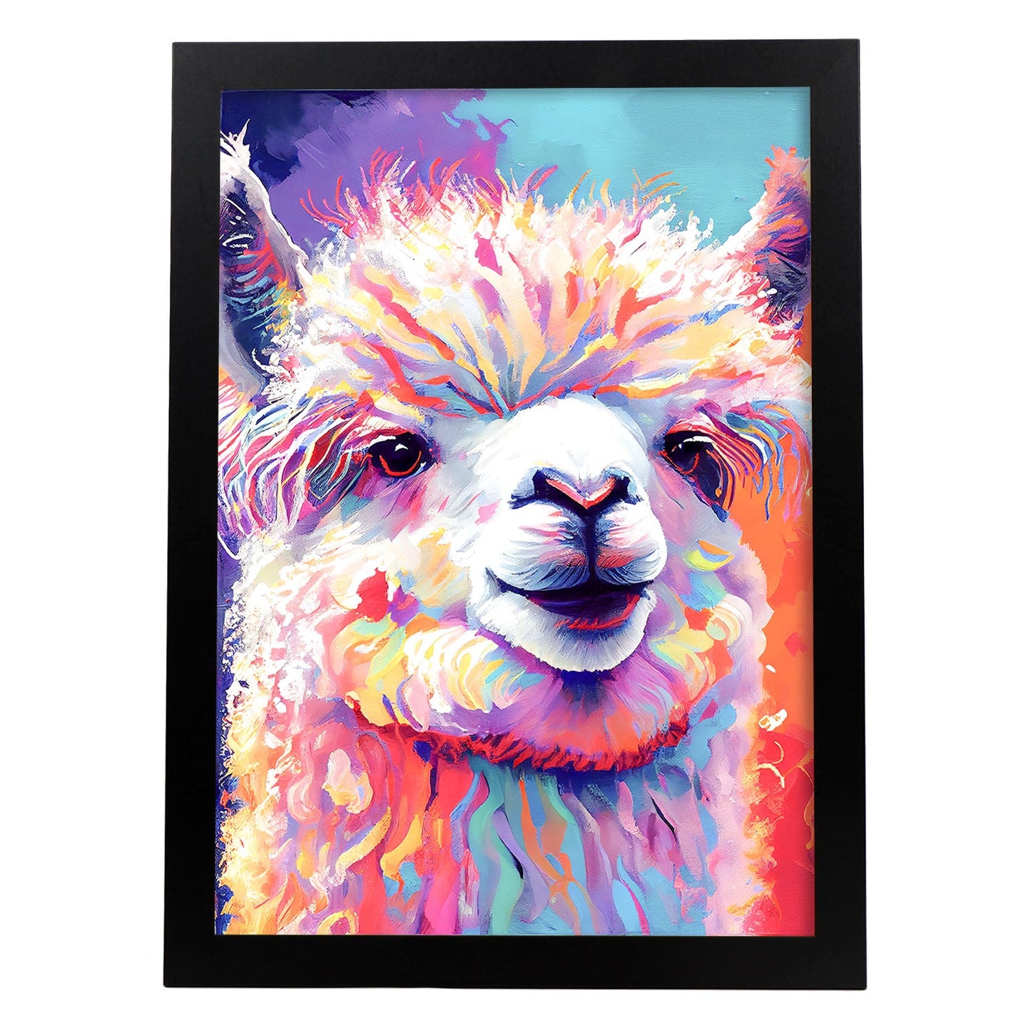 Nacnic Abstract smiling Alpaca in Lisa Fran Style_1. Aesthetic Wall Art Prints for Bedroom or Living Room Design.