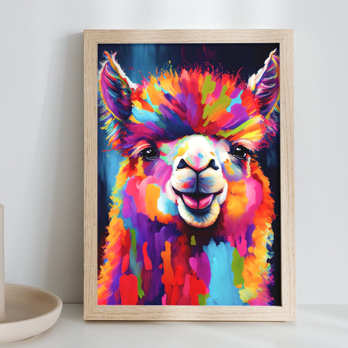 Nacnic Abstract smiling Alpaca in Lisa Fran Style_2. Aesthetic Wall Art Prints for Bedroom or Living Room Design.