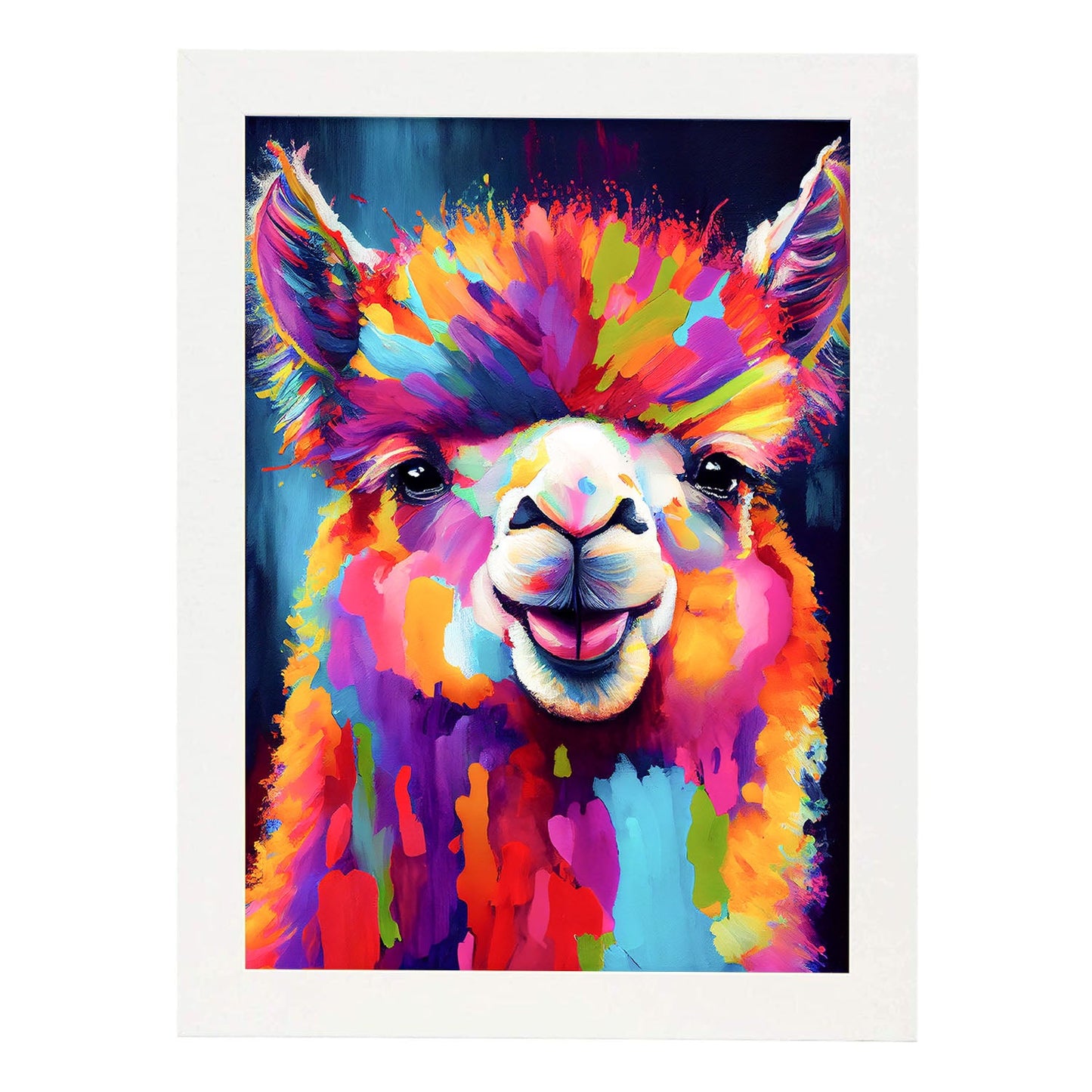 Nacnic Abstract smiling Alpaca in Lisa Fran Style_2. Aesthetic Wall Art Prints for Bedroom or Living Room Design.