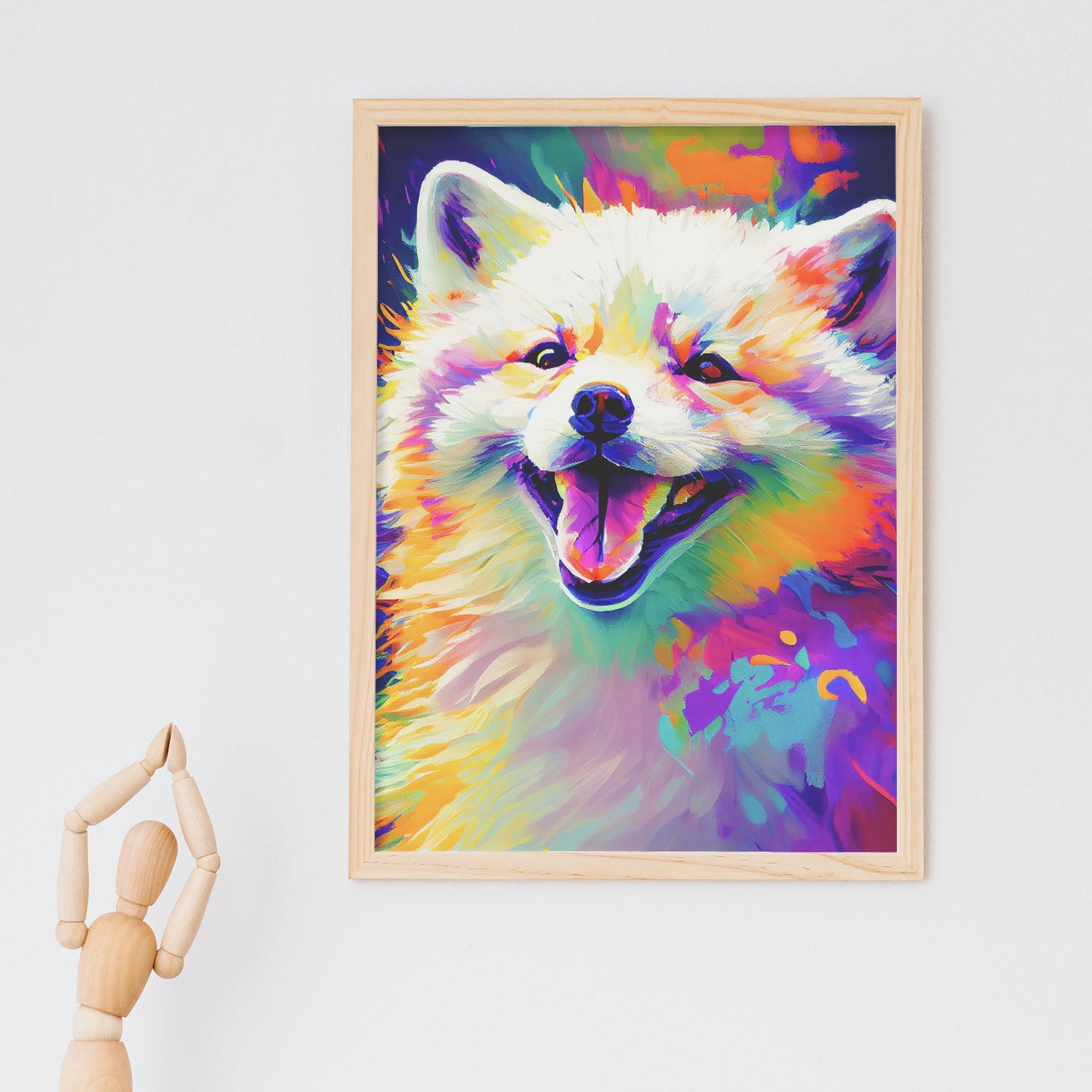 Lámina Nacnic de Zorro Ártico Sonriente en Estilo Lisa Fran Abstracto