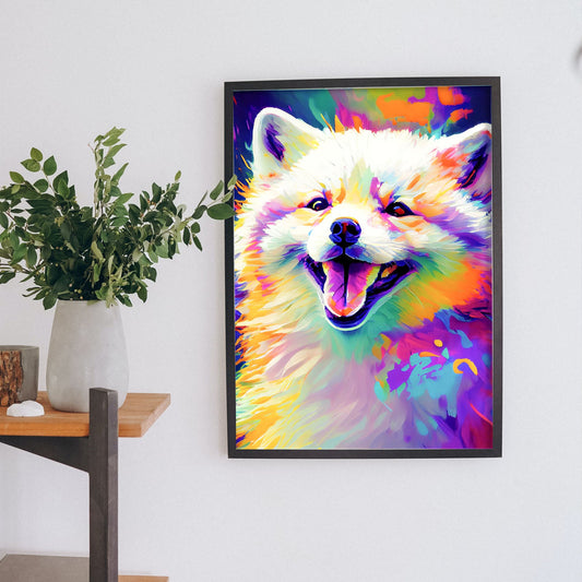 Lámina Nacnic de Zorro Ártico Sonriente en Estilo Lisa Fran Abstracto