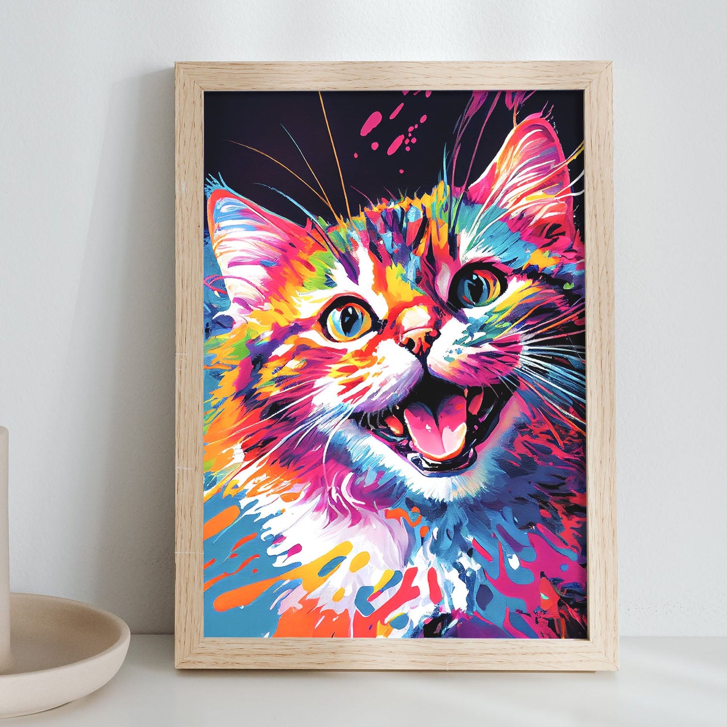 Lámina Nacnic Gato Sonriente en Estilo Lisa Fran Abstracto