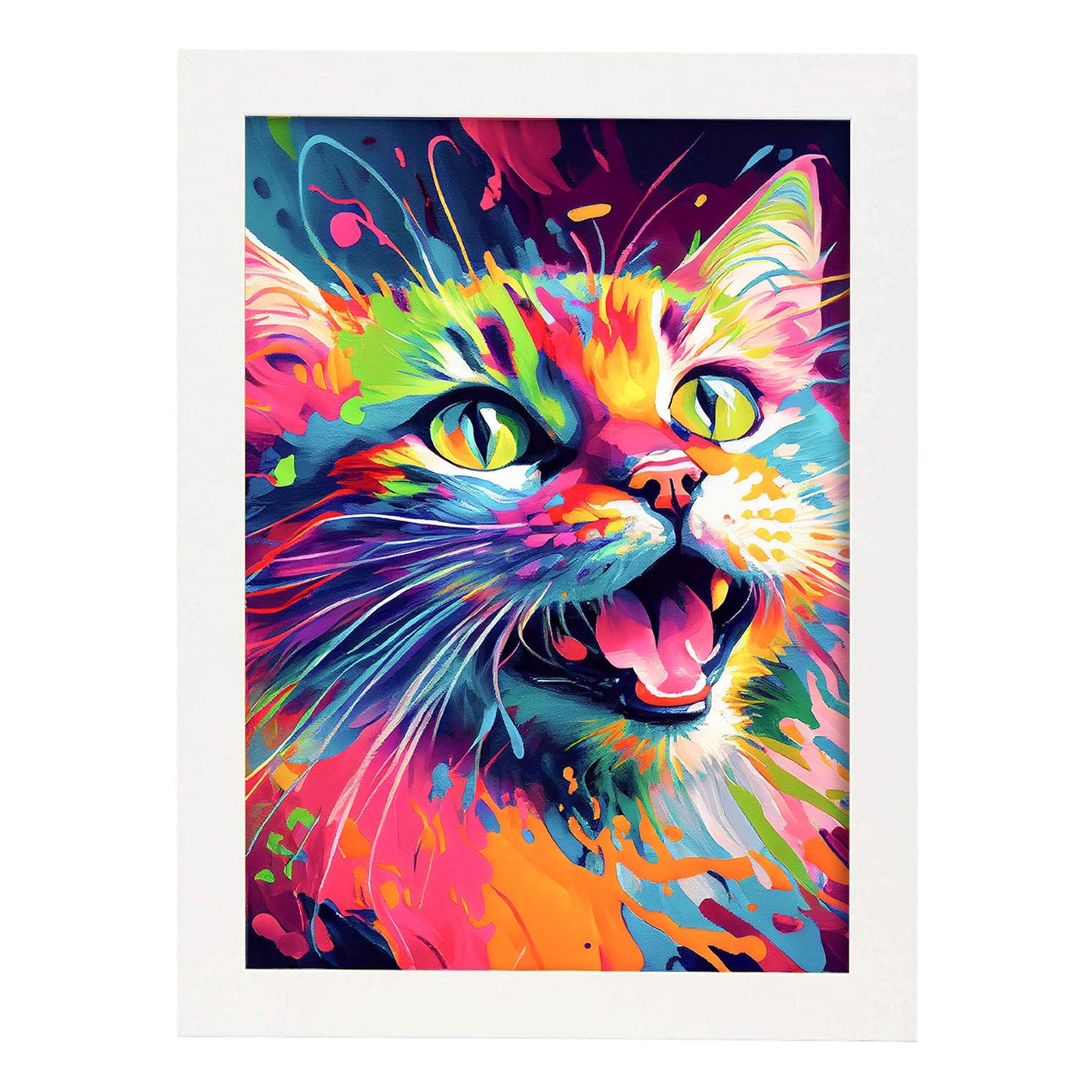 Lámina Nacnic de Gato Sonriente Estilo Lisa Fran Abstracto