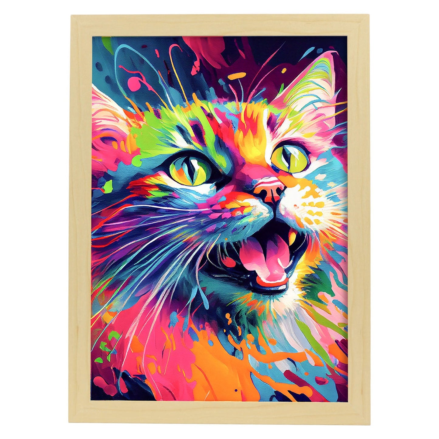 Lámina Nacnic de Gato Sonriente Estilo Lisa Fran Abstracto