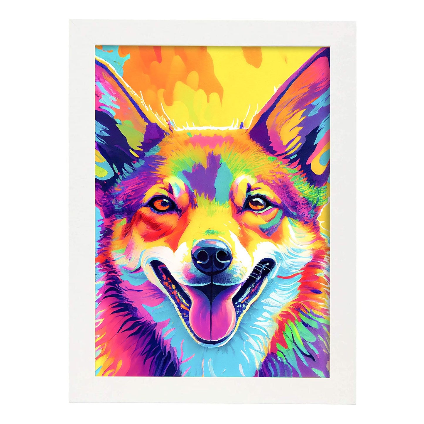 Lamina Nacnic de Coyote Sonriente en Estilo Lisa Fran Abstracto