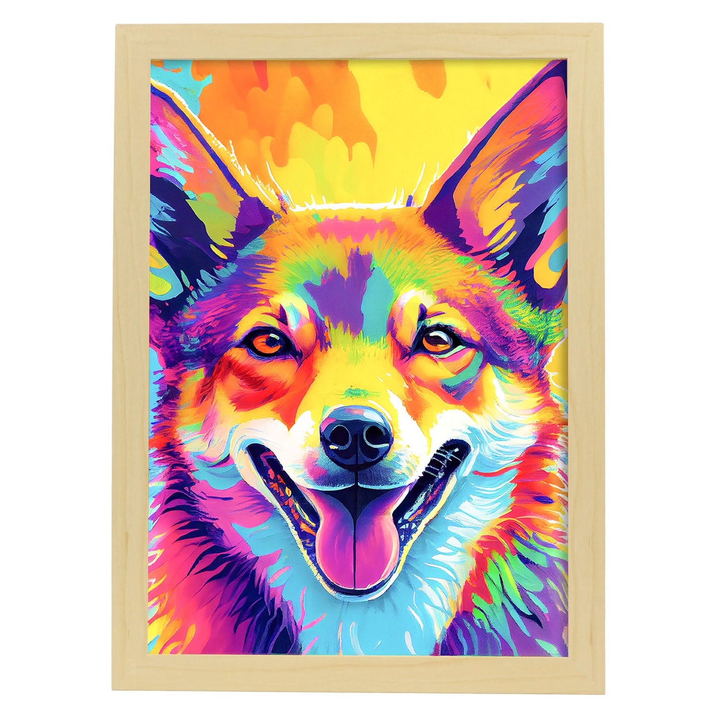 Lamina Nacnic de Coyote Sonriente en Estilo Lisa Fran Abstracto