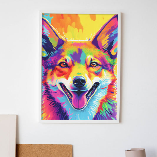 Lamina Nacnic de Coyote Sonriente en Estilo Lisa Fran Abstracto