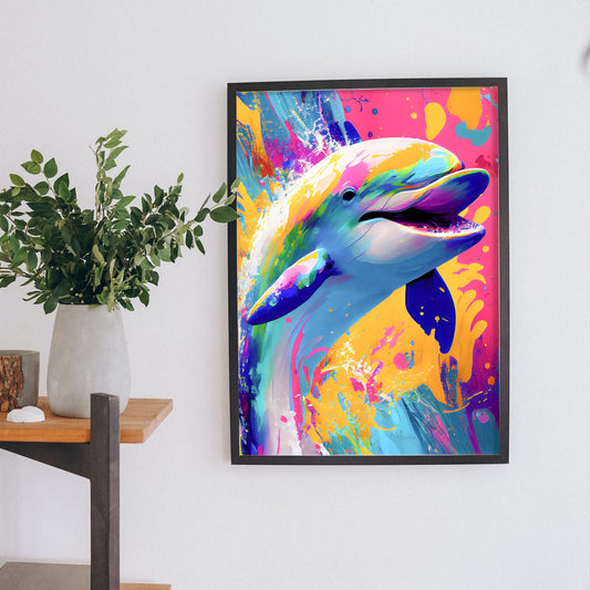 Lámina Nacnic de Delfín Sonriente Estilo Lisa Fran Abstracto