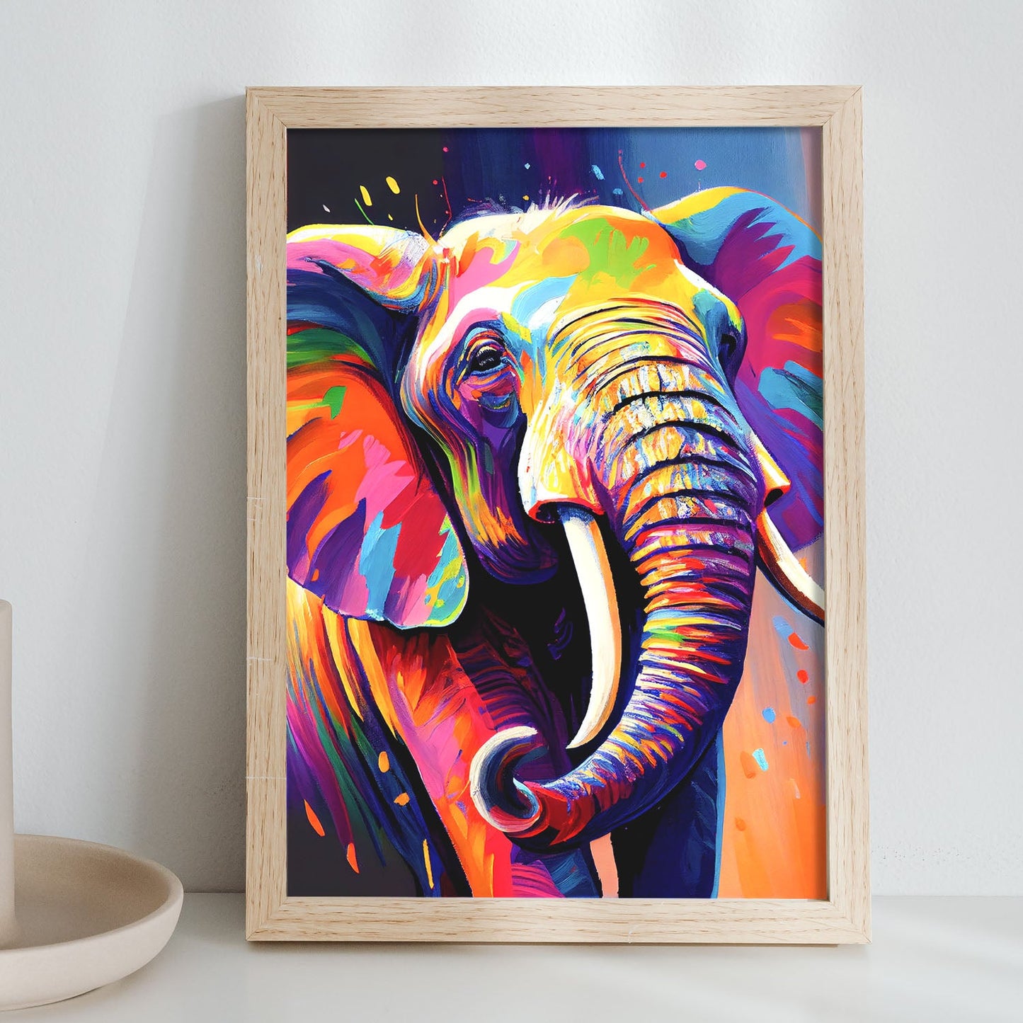Nacnic Lámina de Elefante Sonriente Abstracto en Estilo Lisa Fran