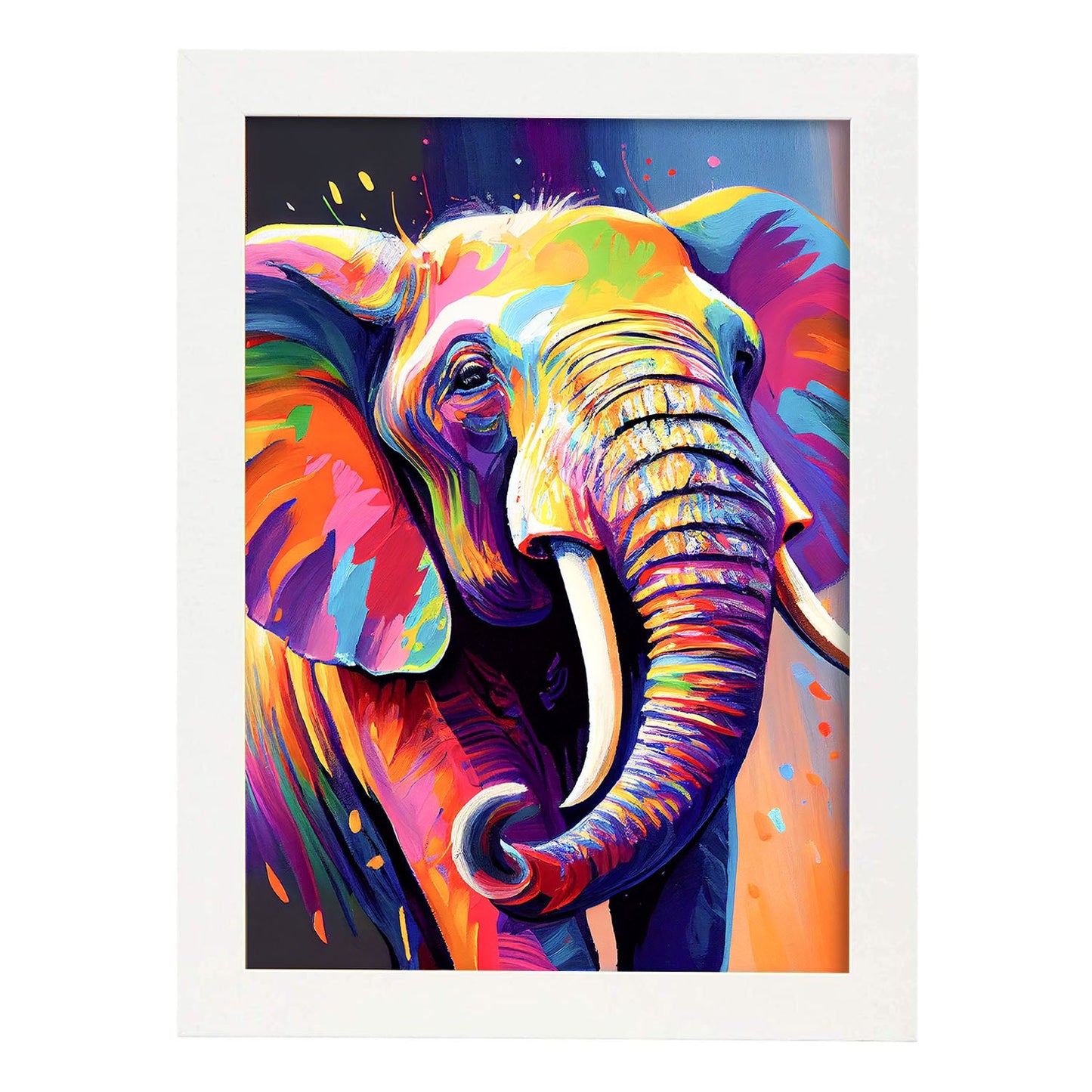 Nacnic Lámina de Elefante Sonriente Abstracto en Estilo Lisa Fran