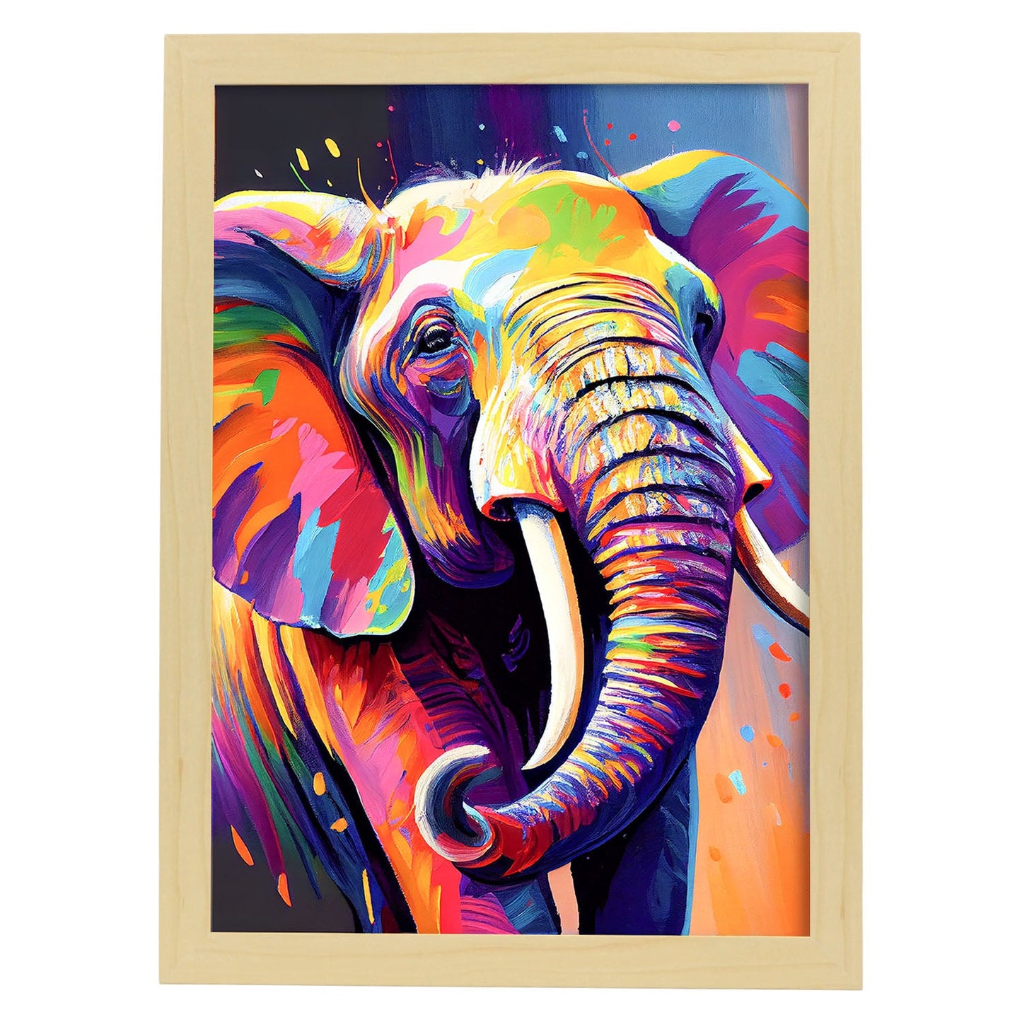Nacnic Lámina de Elefante Sonriente Abstracto en Estilo Lisa Fran