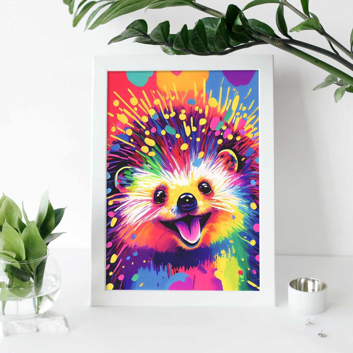 Nacnic Abstract smiling Hedgehog in Lisa Fran Style_1. Aesthetic Wall Art Prints for Bedroom or Living Room Design.