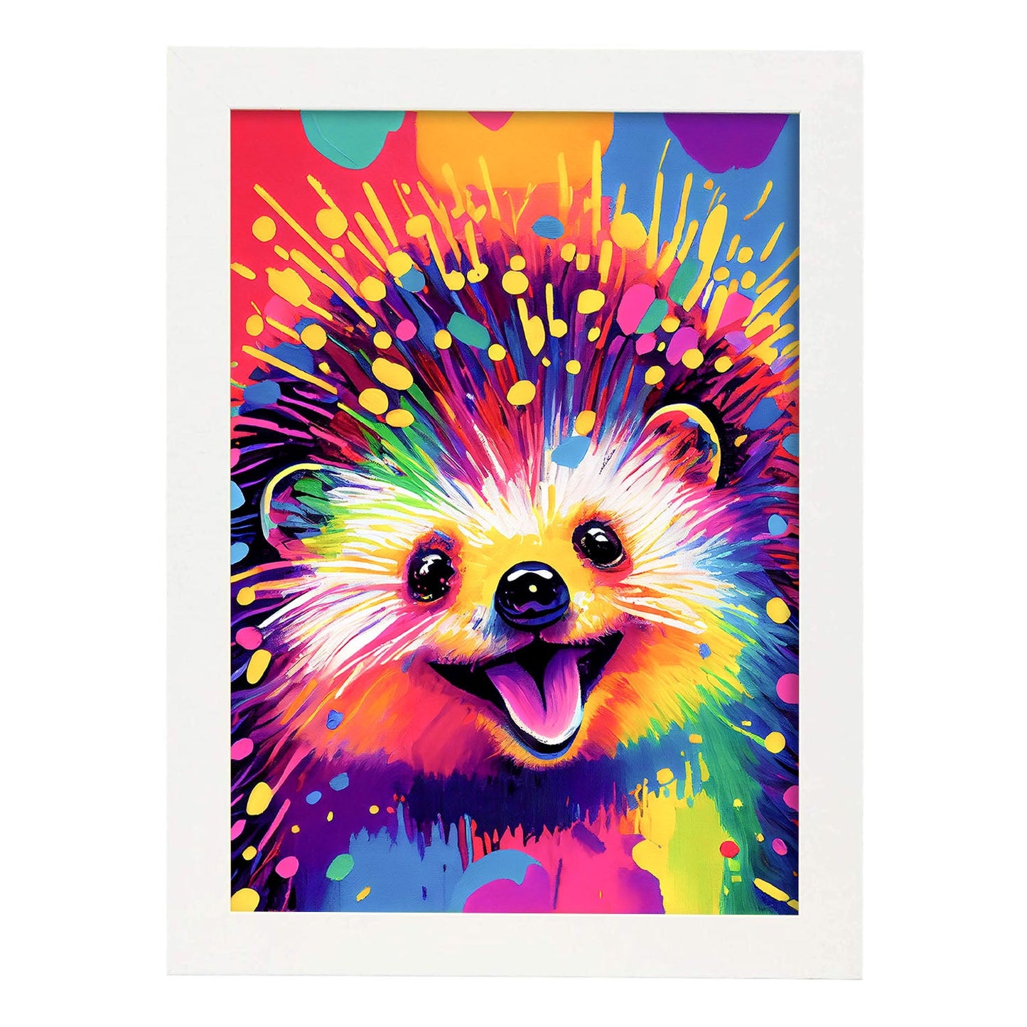 Nacnic Abstract smiling Hedgehog in Lisa Fran Style_1. Aesthetic Wall Art Prints for Bedroom or Living Room Design.