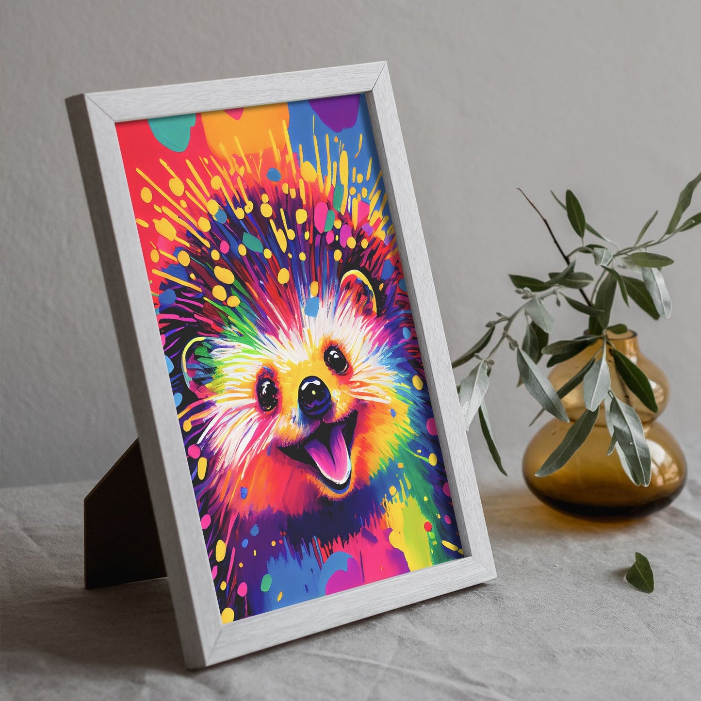 Nacnic Abstract smiling Hedgehog in Lisa Fran Style_1. Aesthetic Wall Art Prints for Bedroom or Living Room Design.