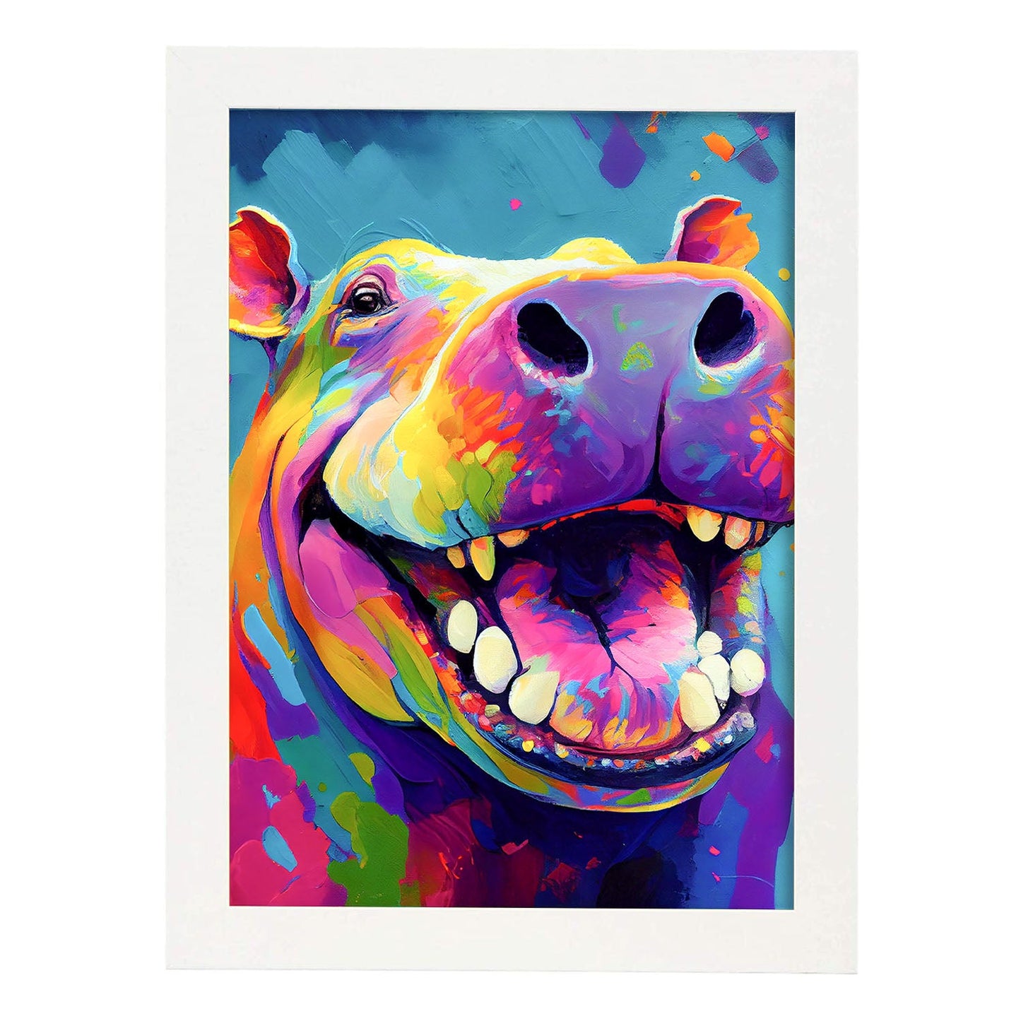 Lámina Abstracta de Hipopótamo Sonriente estilo Lisa Fran Nacnic