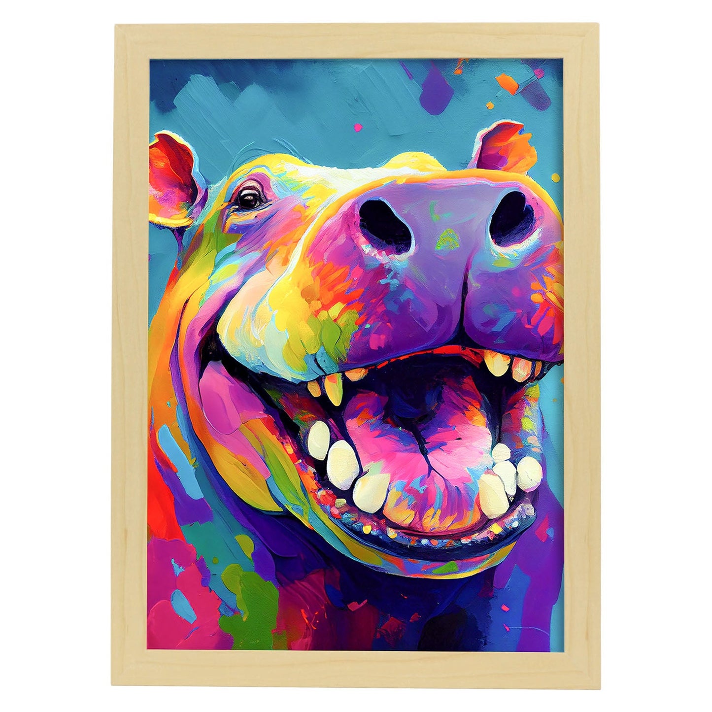 Lámina Abstracta de Hipopótamo Sonriente estilo Lisa Fran Nacnic