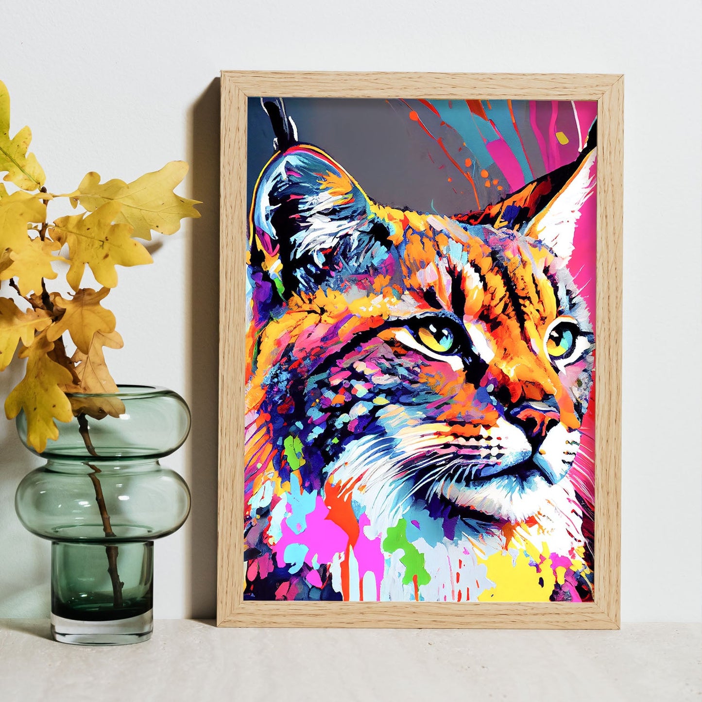 Lámina Nacnic de Lince Sonriente en Estilo Lisa Fran Abstracto