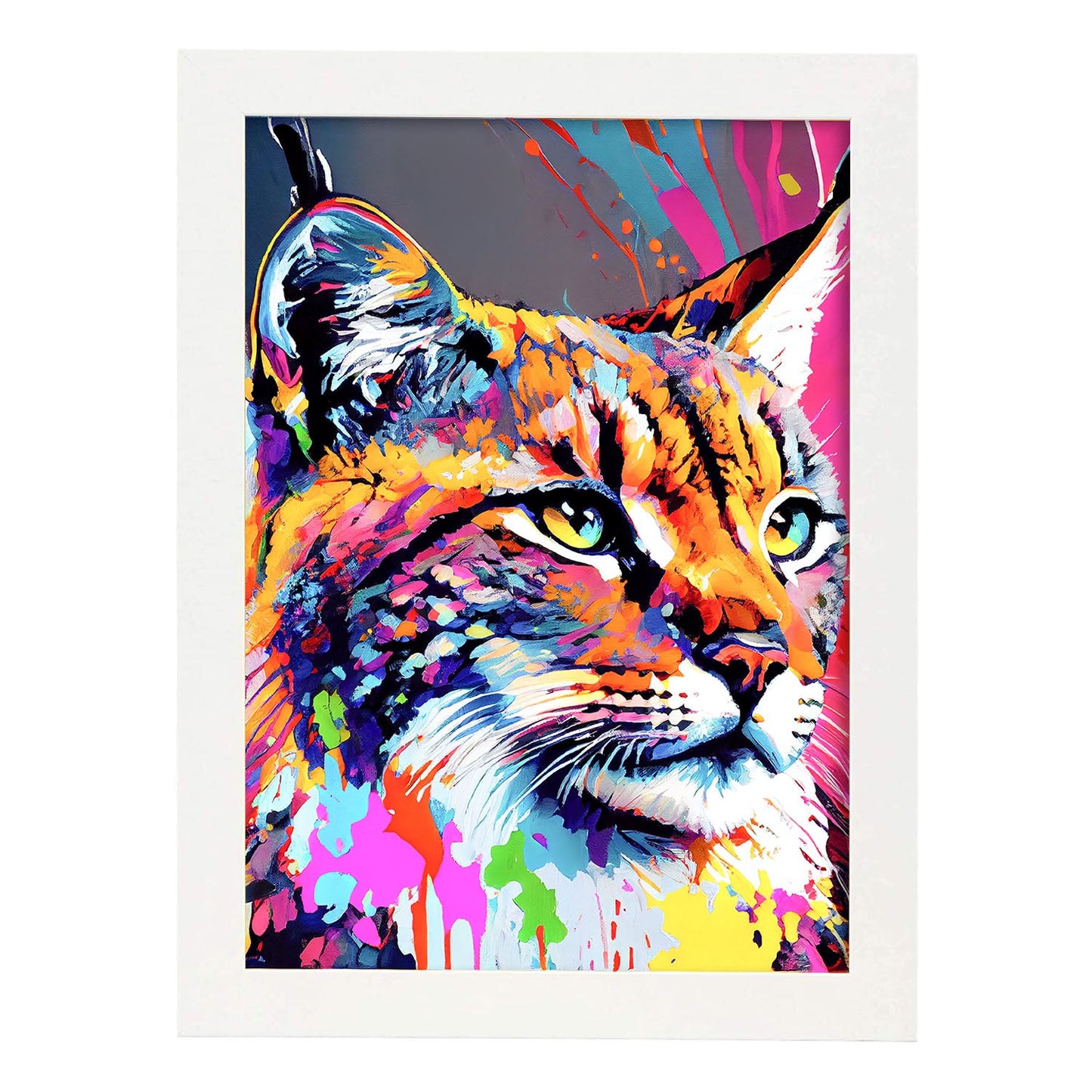 Lámina Nacnic de Lince Sonriente en Estilo Lisa Fran Abstracto